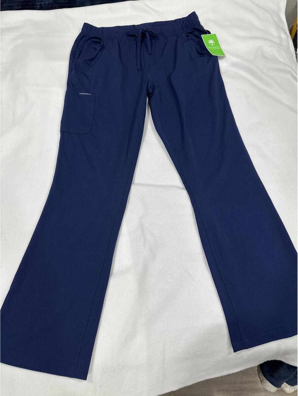 Healing Hands Works Navy Blue Drawstring Scrub Pants Medium